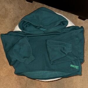 Savage X Fenty Deep Teal Crop Hoodie Pullover